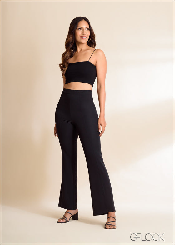 Pin Tuck Detailed Bootleg Pant - 030423