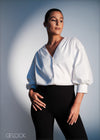 V-Neck Puff Sleeve Top - 250323