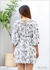 Printed Kimono Sleeve Dress - 070423