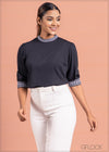 Top With Embroidered Cuff - 1803