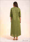 Notch Neck Linen Maxi - 210123