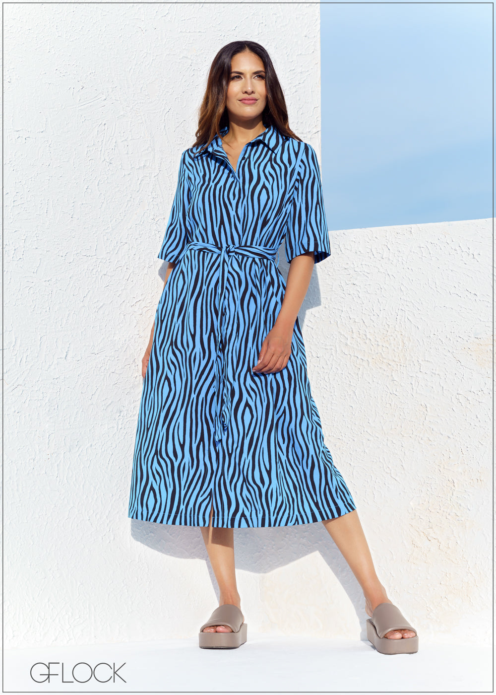 Zebra Print Shirt Dress - 280323