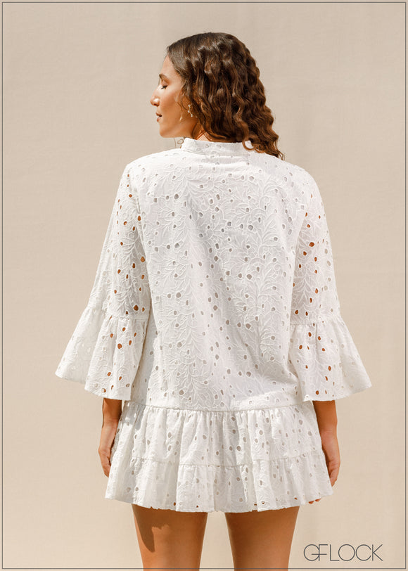 Tiered Broderie Anglaise Dress - 070123