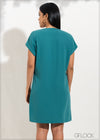 Box Pleat Detail Shift Dress - 2805