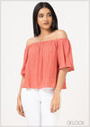 Crinkle Off Shoulder Top - 031022