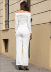 Off-Shoulder Bell Bottom Jumpsuit - 1203