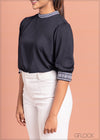 Top With Embroidered Cuff - 1803