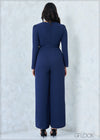 Flared Leg V-Neck Jumpsuit - 2507