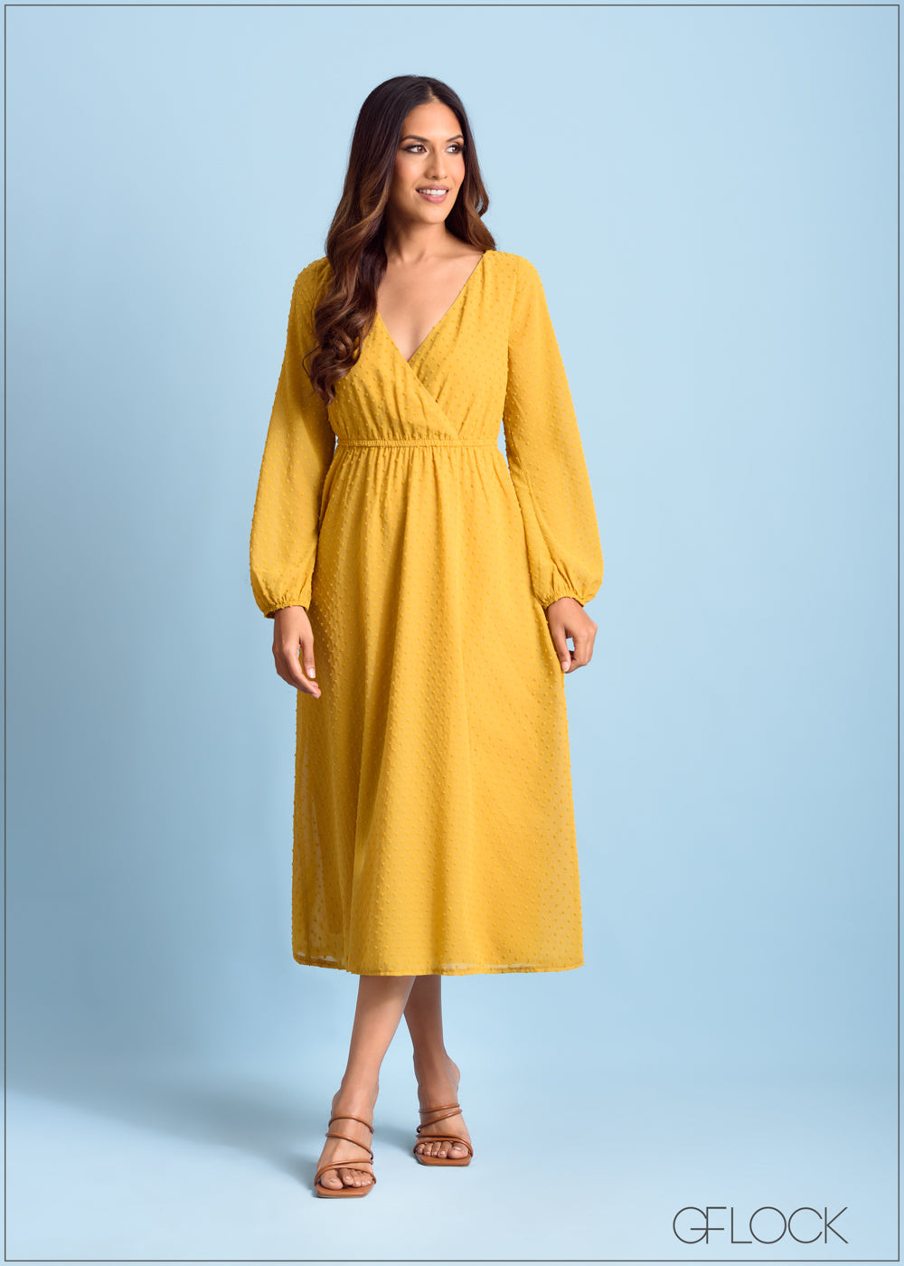 Mock Wrap Detailed Midi Dress - 300323