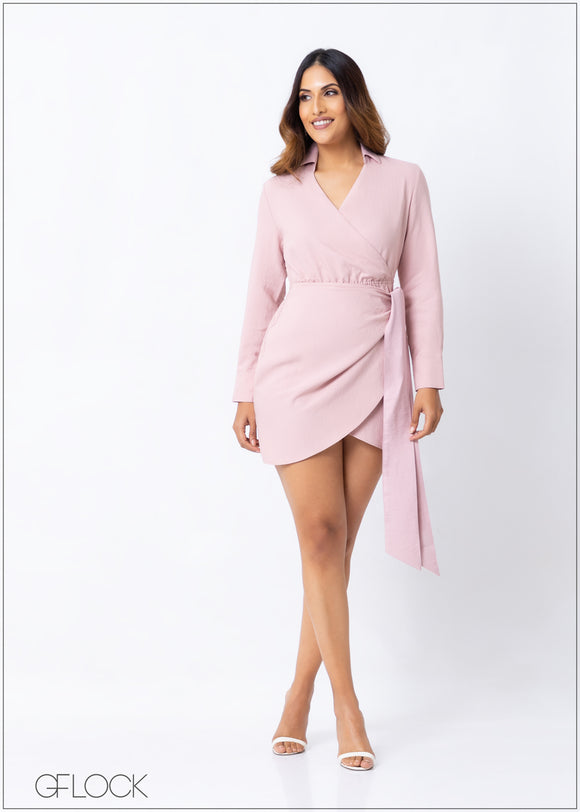 Collared Wrap Dress - 230123