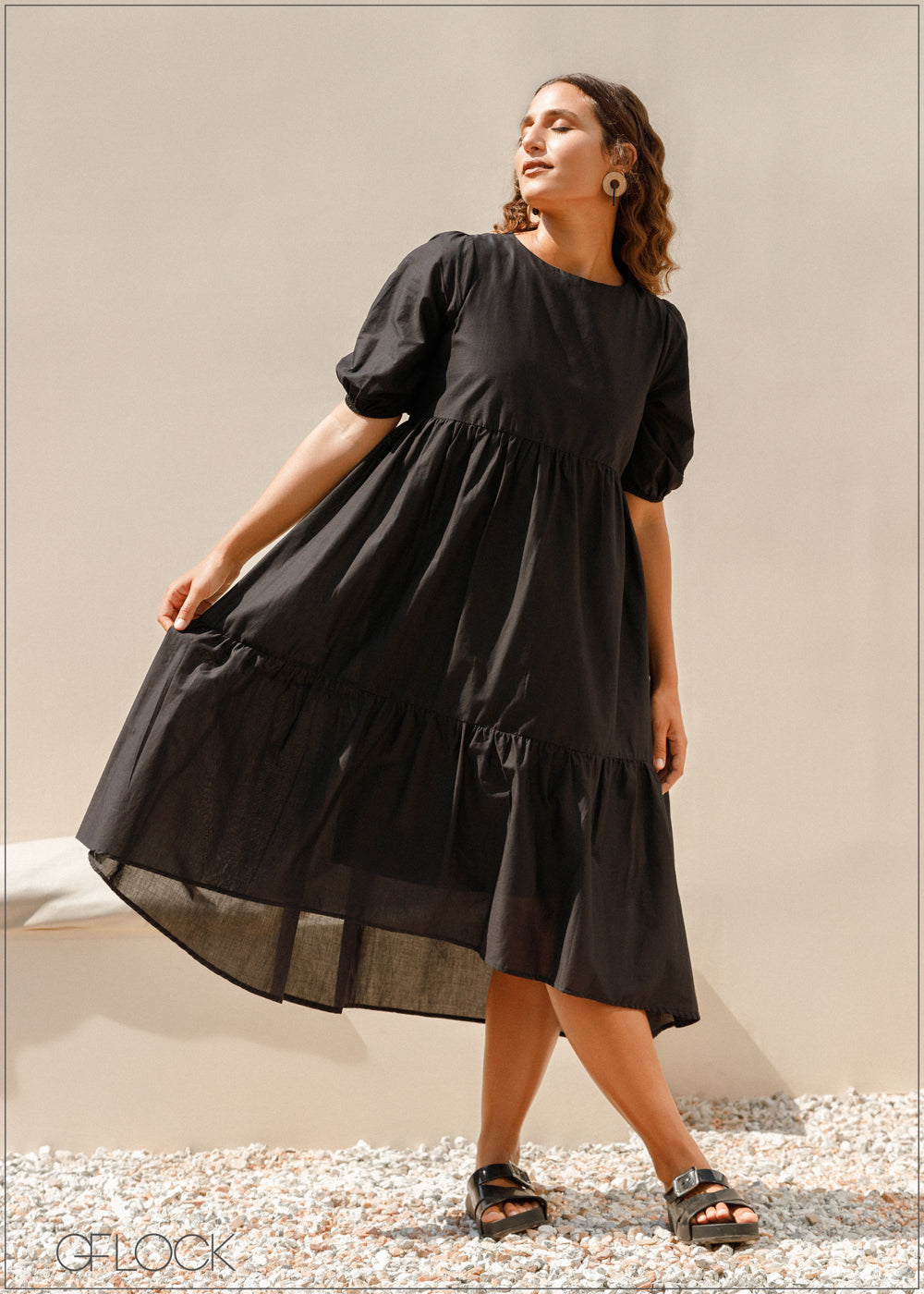Tiered Puff Sleeve Dress - 070123
