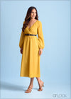 Mock Wrap Detailed Midi Dress - 300323