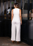 V-Neck Sleeveless Jumpsuit - 161222