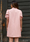 Puff Sleeve Linen Shirt Dress - 141122