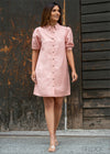 Puff Sleeve Linen Shirt Dress - 141122