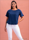 Ruffle Hem Linen Top - 0702