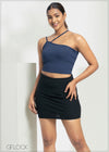 Asymmetric Neck Ribbed Top - 1102