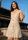 Button Down Linen Mini Dress - 170323