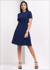 A Line Short Sleeve Midi Dress - 0705