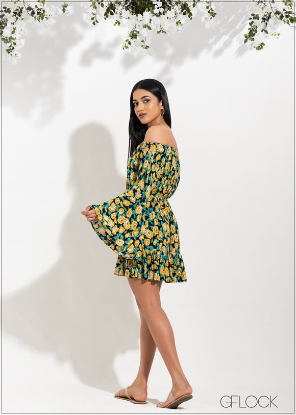 Sunflower Print Dress - 2805