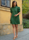Puff Sleeve Linen Shirt Dress - 141122
