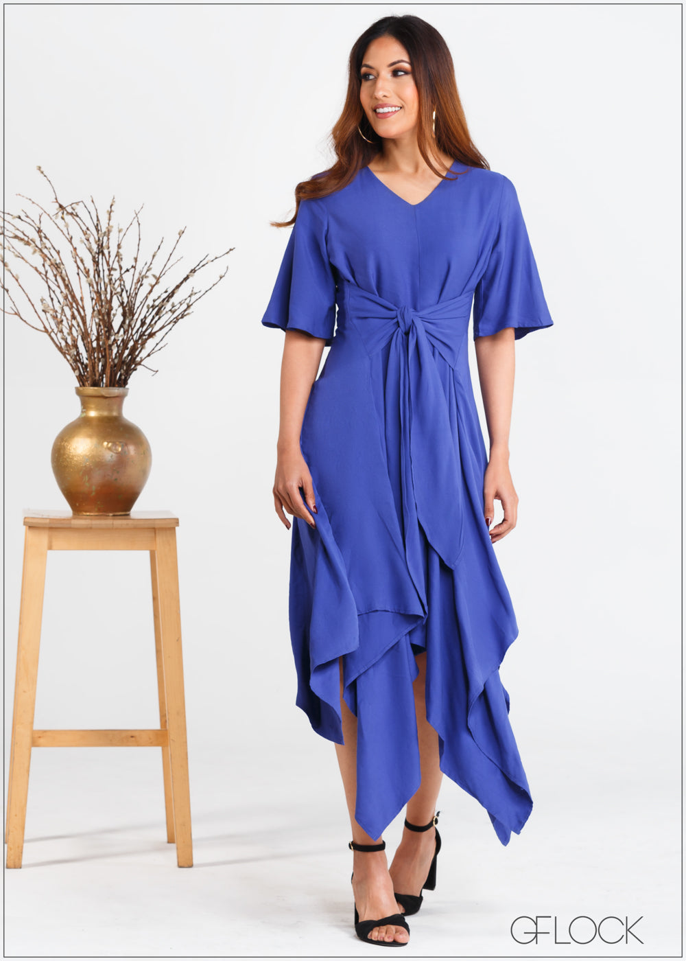 Front Tie Asymmetric Dress - 358