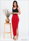 Side Ruched Midi Skirt - 358