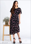 Printed Dress with Asymmetric Hem - 359