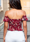 Shirred Floral Top - CA0608