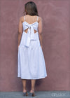 Tiered Back Tieup Linen Dress - 1004