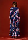 Plunge Neck Floral Maxi Dress - 231222