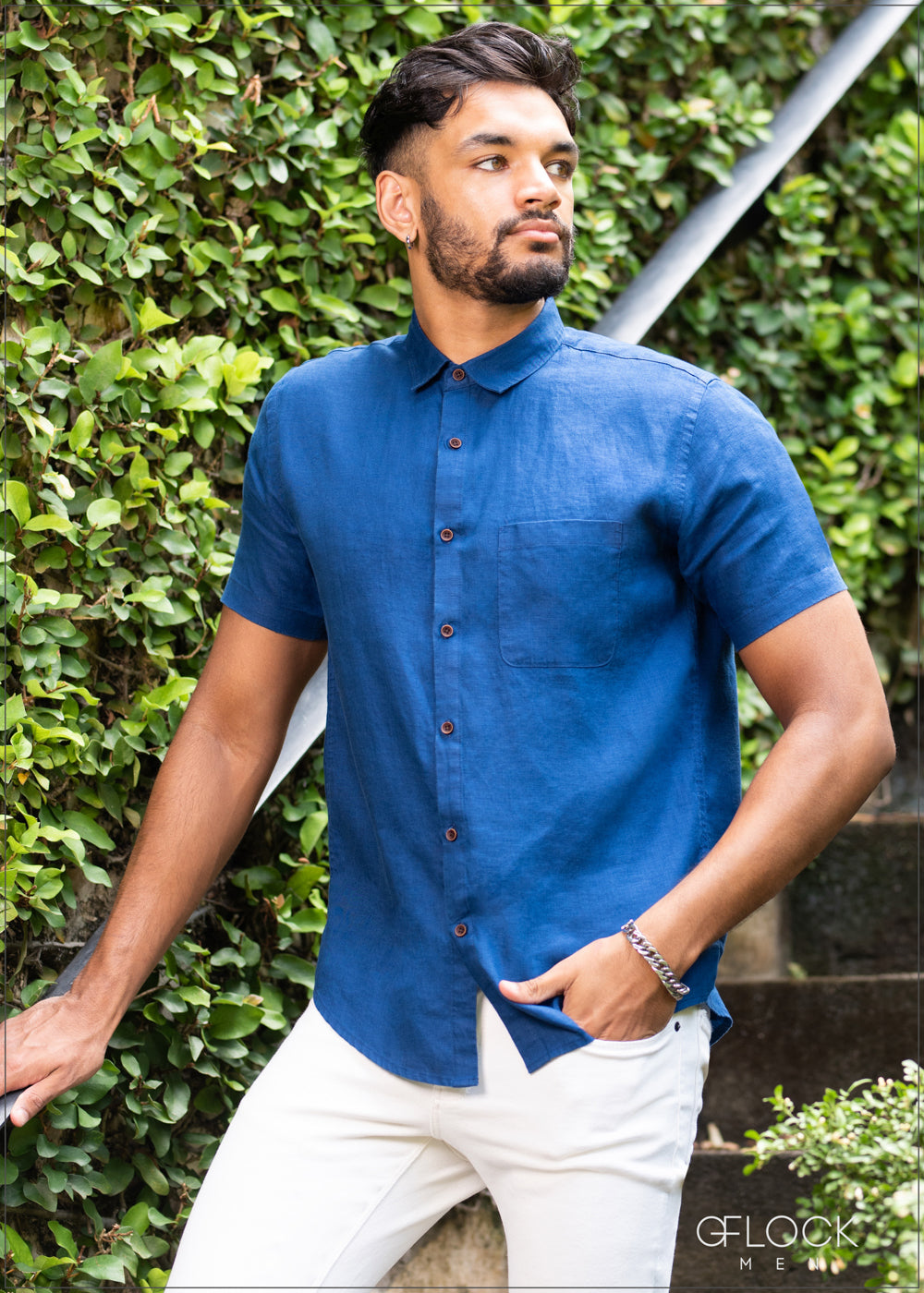 Short Sleeve Linen Shirt - 081222