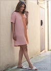 Color Block Linen Shift Dress - 1004