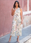 Mock Wrap Jumpsuit With Buckle - 383