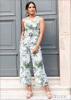 Mock Wrap Jumpsuit With Buckle - 383