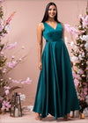 Flared Dress with V Neck - EVE1308