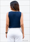 Sleeveless V Neck Top - 374