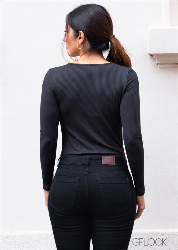 Crisscross Ribbed Top - 382