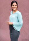 Pleated Frill Sleeved Top - 383