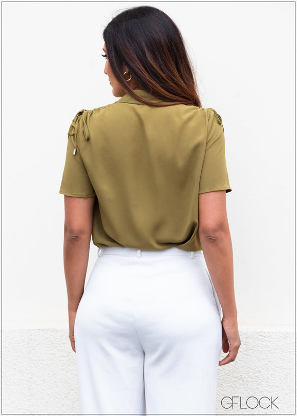 Shoulder Ruched Detail Top - 383