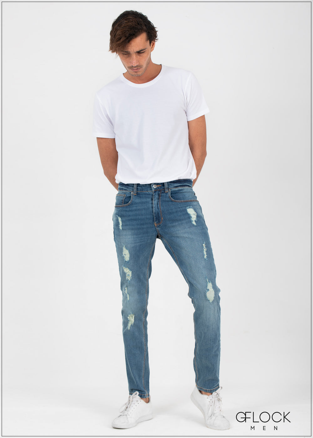 Slim Fit Light Washed Ripped Jean - MJC1221