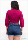 Buckle Detailed Wrap Top - 383