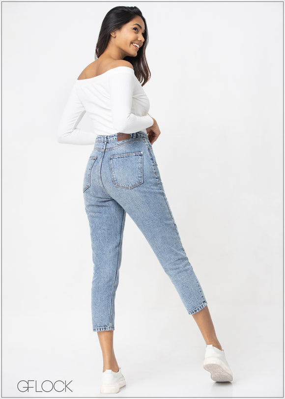 Moon Wash Crop Mom Jean - 071122