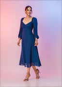 Gathered Shoulder Detail Midi Dress - 211122