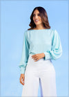 Long Sleeve Satin Top - 111222