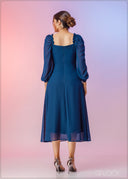 Gathered Shoulder Detail Midi Dress - 211122