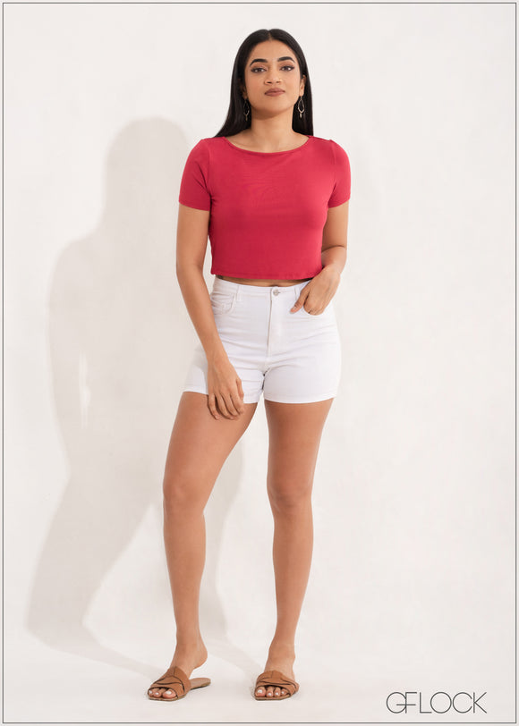 Cutout Detail Crop Top - 181122