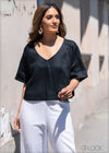 V-Neck Linen Top - 3004