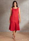 Linen Dress With Panel - Linen 2210