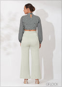Mock-Wrap Tie Up Top - 090123